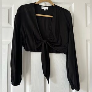 Bella Dahl Cropped Tie Front Long Sleeve Top size M